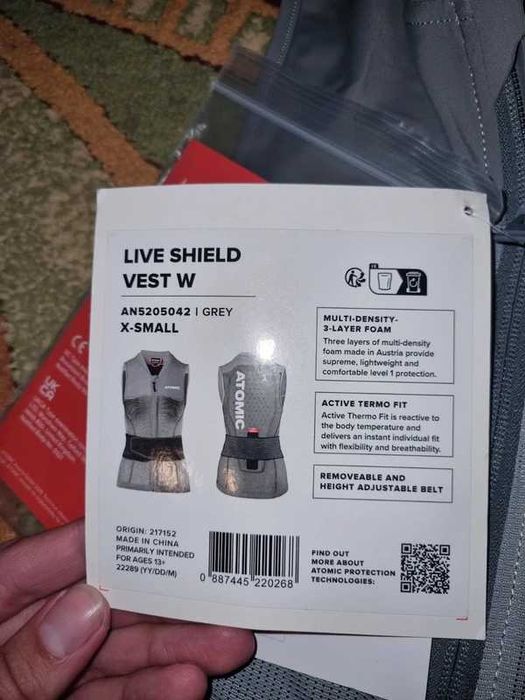 Kamizelka ochronna kręgosłupa atomic live Shield vest W xs