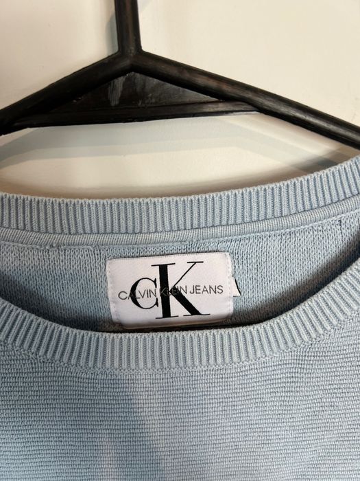 Bluza Calvin Klein Jeans baby blue boxy fit big logo