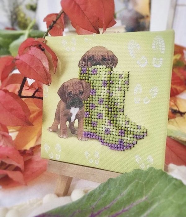 Панно магнит подвеска «Сапожки и собачки», декор хендмейд