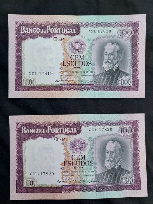 2 Notas de 100 escudos 1961