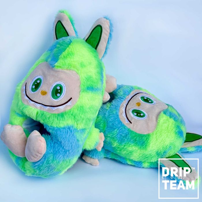 Kapcie Pluszowe Labubu Niebiesko-Zielone - r. 35-45