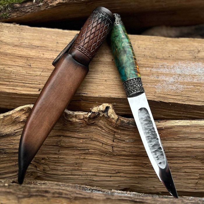 Авторские ножи якут на подарок "Premium" N690, карельская береза