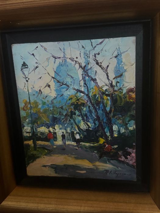 quadro a oleo  .Pintura do Jardim da Estrela