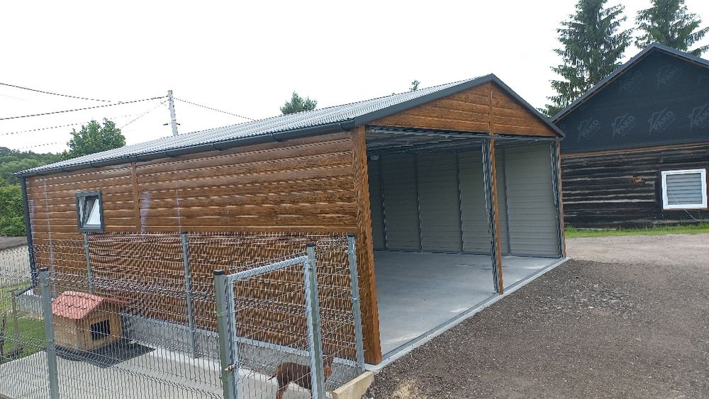 6x8 garaż blaszany drewnopodobny
