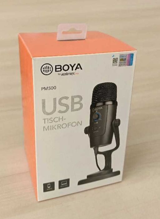 Półprofesjonalny mikrofon USB BOYA PM500 - nowy, pełen komplet, rękojmia/gwarancja od 23.03