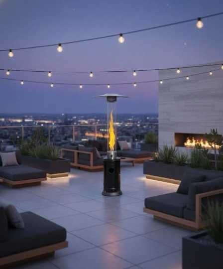 Газовый обогреватель для террасы, сада, кафе с пламенем 5-12,5 кВт