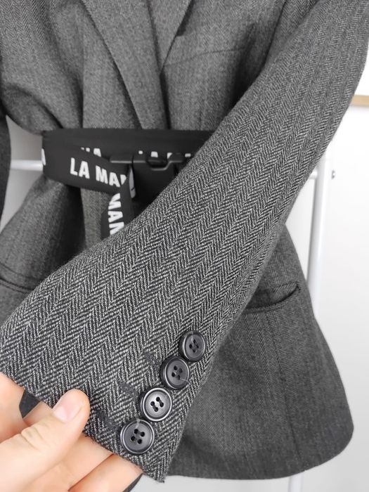 Wełniana marynarka w jodełkę 100% wełna wool narzutka żakiet płaszczyk