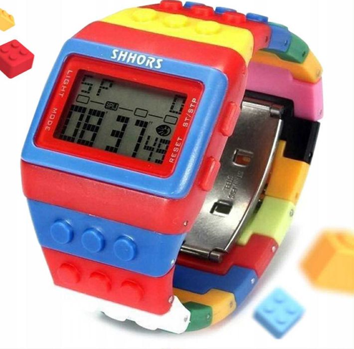 LEGOcyfrowy zegarek dziecięcy kolorowy klocki lego kwarcowy alarm data