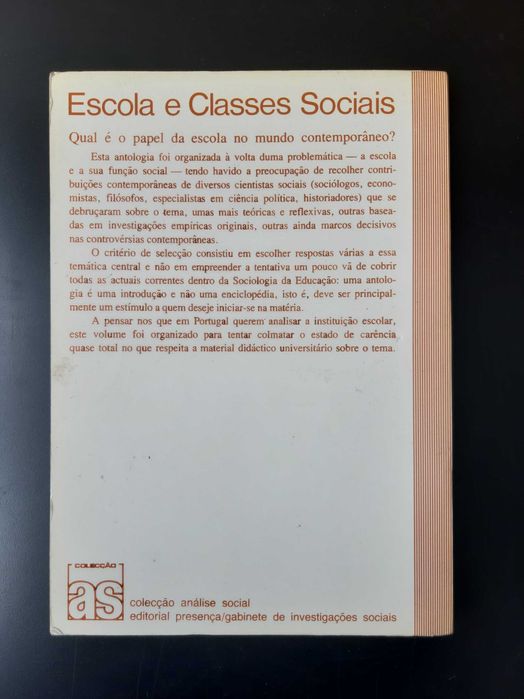Escola e Classes Sociais (antologia) - M. Filomena Mónica