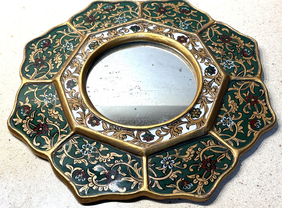 Lindissimo espelho peruano em vidro com pintura reversa - anos 1970