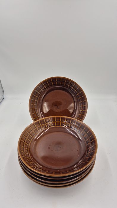 Porcelit Pruszków obiadowe talerze głębokie kratka komplet dla 6 osób (7)