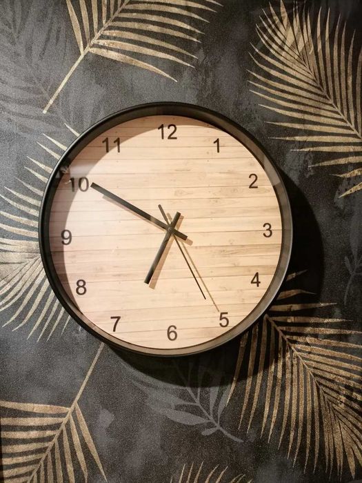 Nowoczesny Cichy Zegar Ścienny Drewno 25 Cm Minimalistyczny