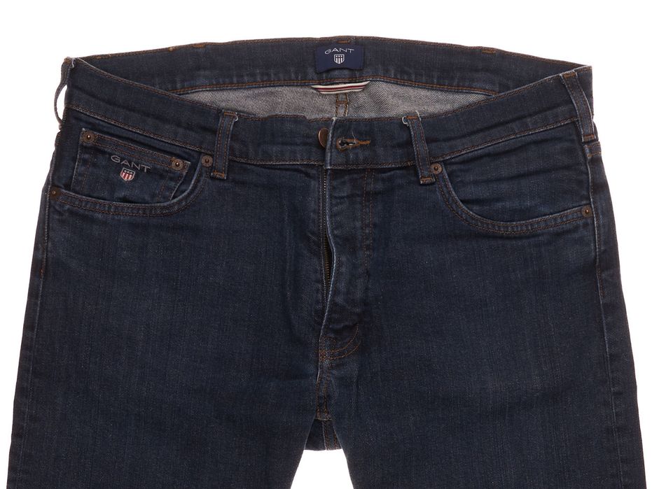 Spodnie Gant Straight W34 L30 Męskie Indigo Casual Stretch Jeans