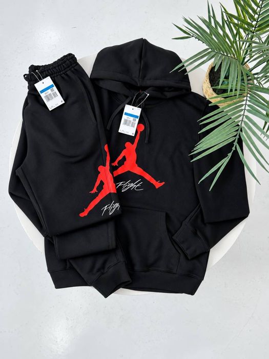 Спортивний костюм Jordan Flight чорний/ чоловічий костюм джордан флайт теплий/ штани та худі