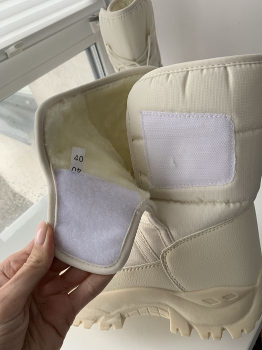 Сапоги білі айворі лижні зимові теплі