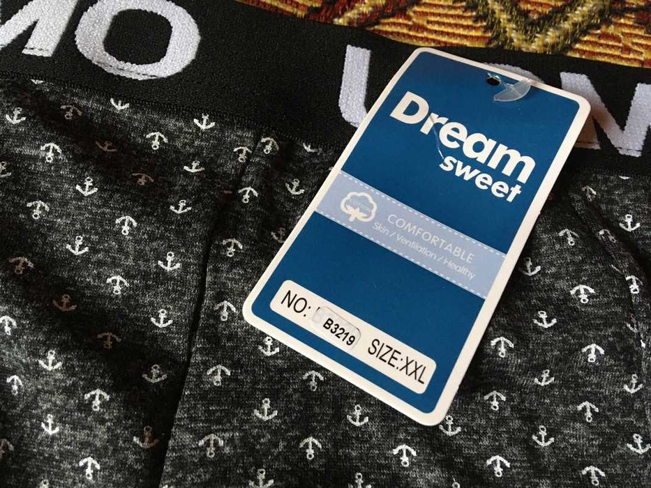 Nowe męskie slipy bokserki majtki szare kotwice bambus bawełna