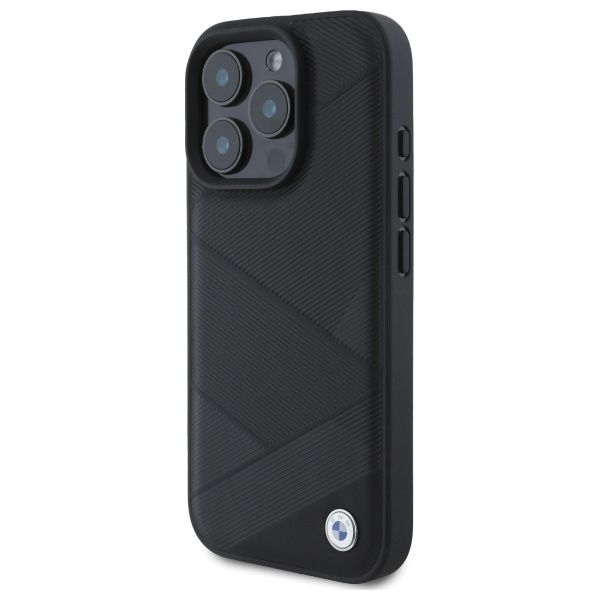 BMW BMHCP16X23RCGPK iPhone 16 Pro Max 6.9 czarny/black hardcase Sign Leather Crossing Lines Pattern