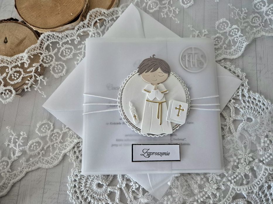 zaproszenia komunijne dla dziewczynki i chłopczyka
