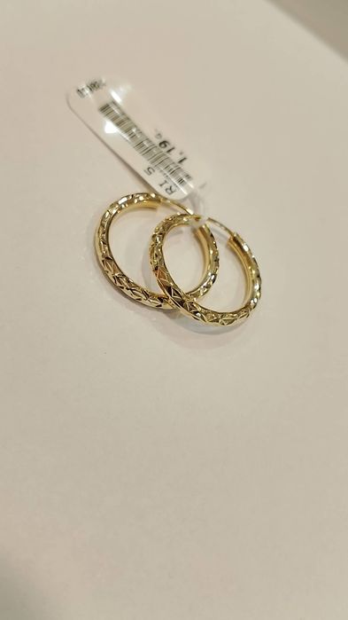 Kolczyki kółka złote pr 585 diamentowane 2cm