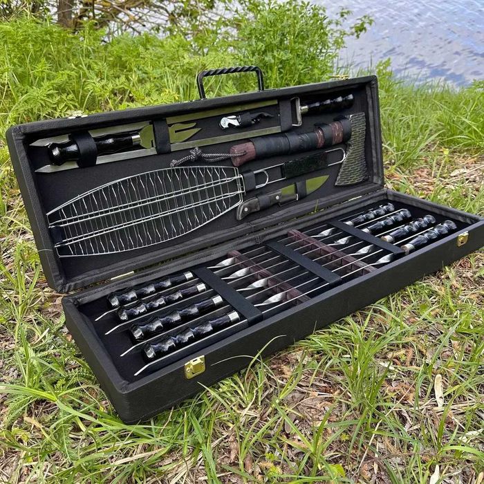 Набір шампурів,шампура,набор шампуров.Подарунок на свято набор в кейсе