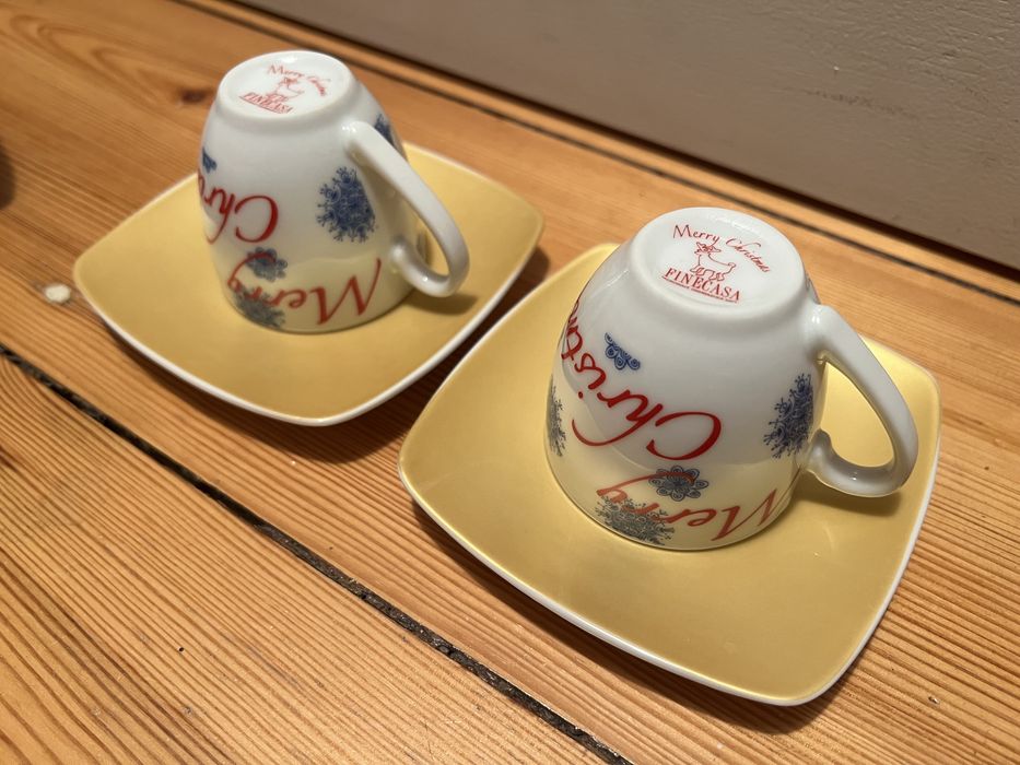Zestaw dwóch filiżanek do espresso ze spodeczkami finecasa