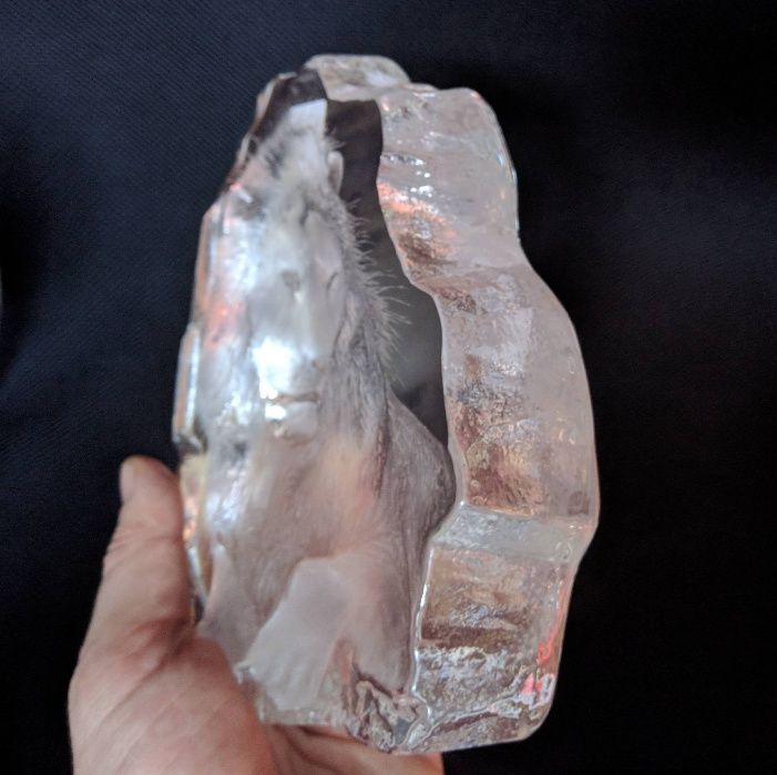 Escultura Cristal Gravado Leão Mats Jonasson