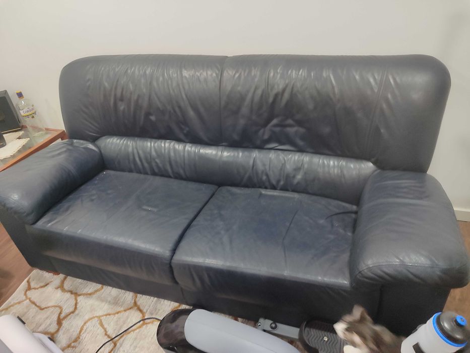 2 sofás em cabedal usados mas em bom estado