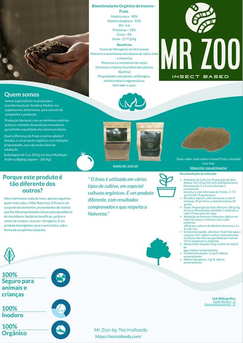 Fertilizante e Bio Estimulante orgânico produzido por insectos (Frass)