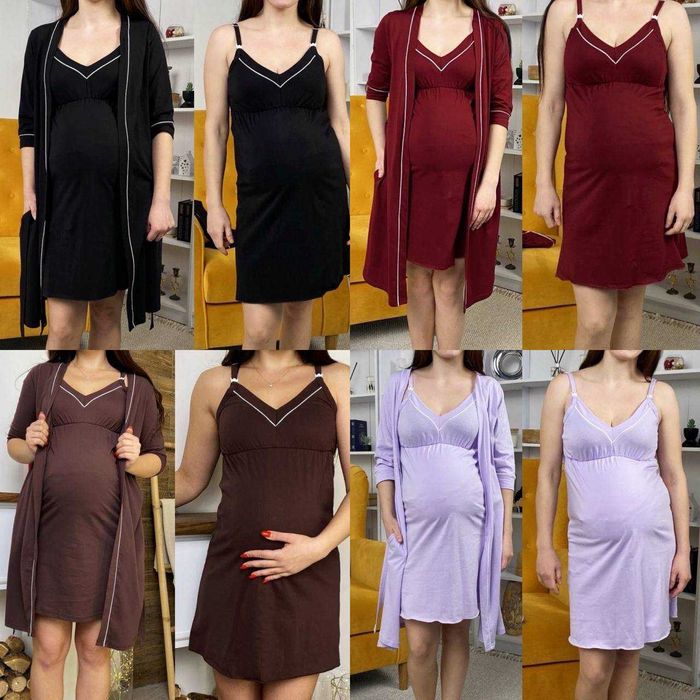 Комплекти з халатом та сорочки широка бретель для вагітних