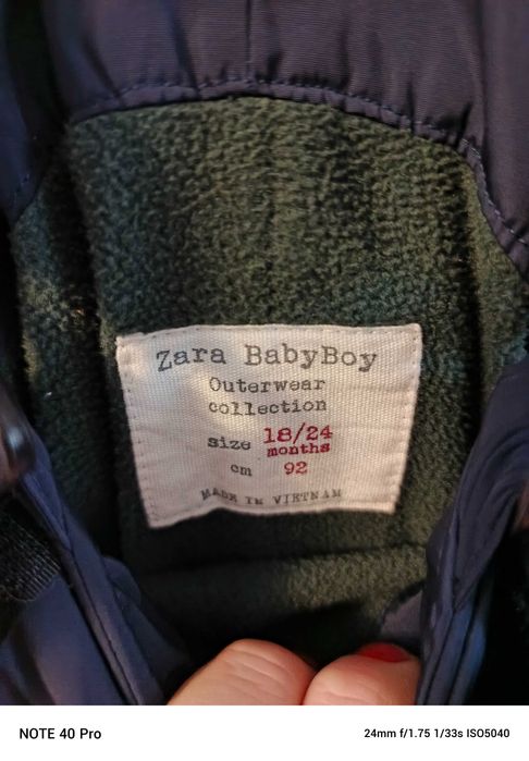 Zestaw Zara kurtka plus spodnie ocieplane rozmiar 92