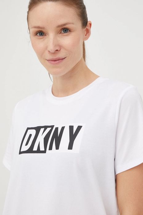 T-shirt biały z logo DKNY S