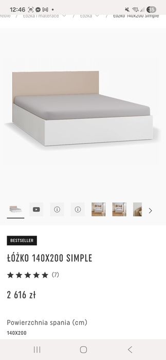 Łóżko simple vox meble 140x200 z materacem lateksowym