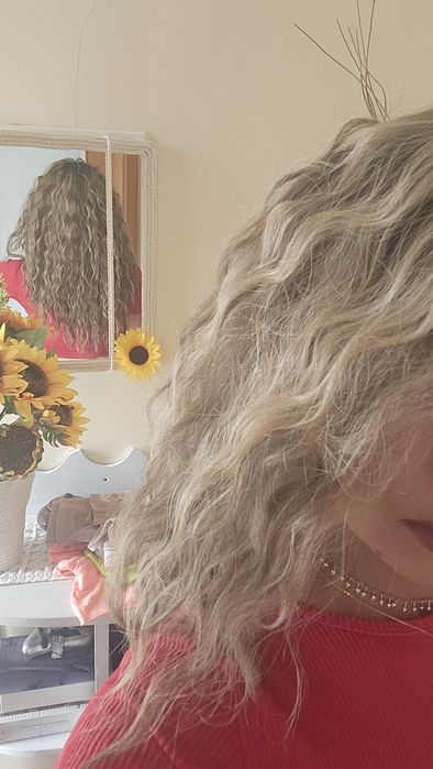 Lace front fibra realista ao cabelo humano