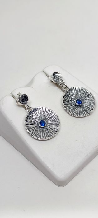 Kolczyki wiszące wkrętki z cyrkonią srebro 925