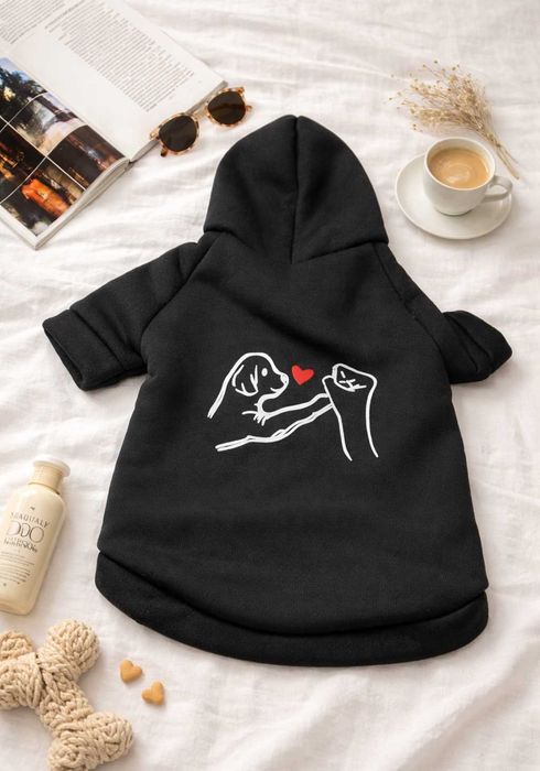 Bluza dla Psa Czarna M – Ubranko z Nadrukiem dla Małego Pieska