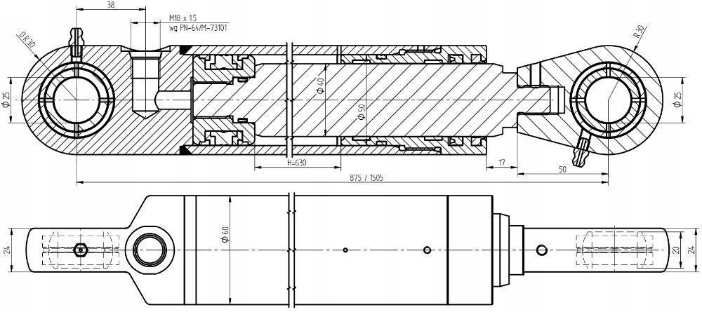 Siłownik hydrauliczny TŁOK TUR POLSKI GWARANCJA 24M 630 50x40 [0069]