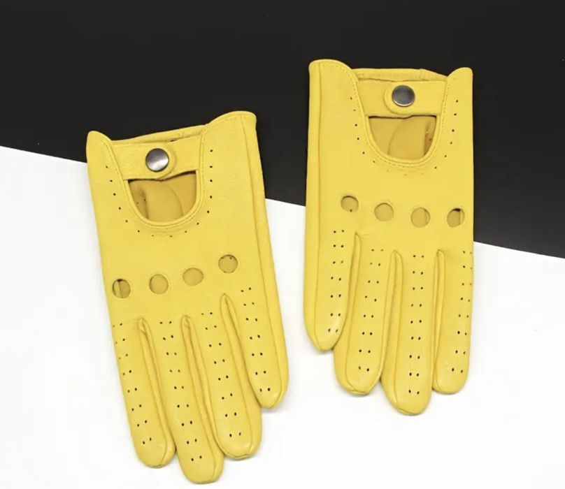 Мужские кожаные перчатки с перфорацией в британском стиле. Размер М