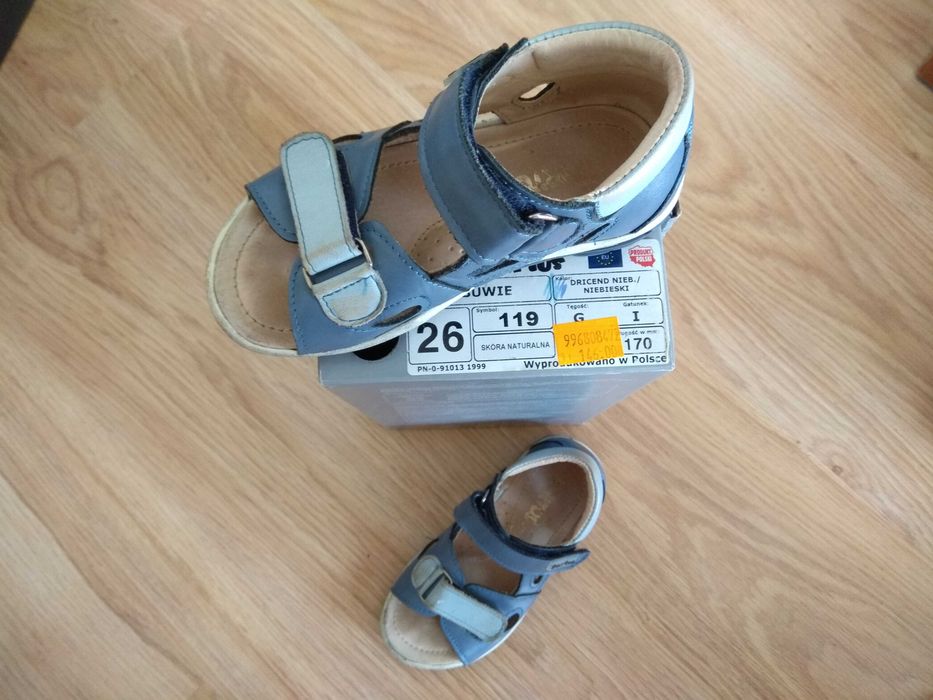 Buty, sandały skórzane Bartuś, chłopięce, rozm 26, niebieskie