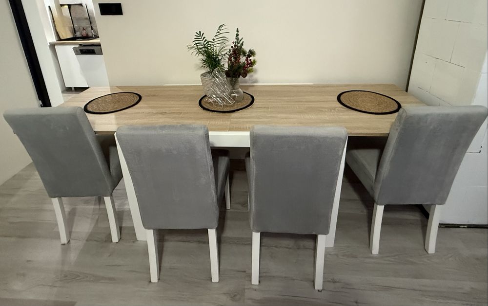 Stół rozkladany dąb sonoma z biela