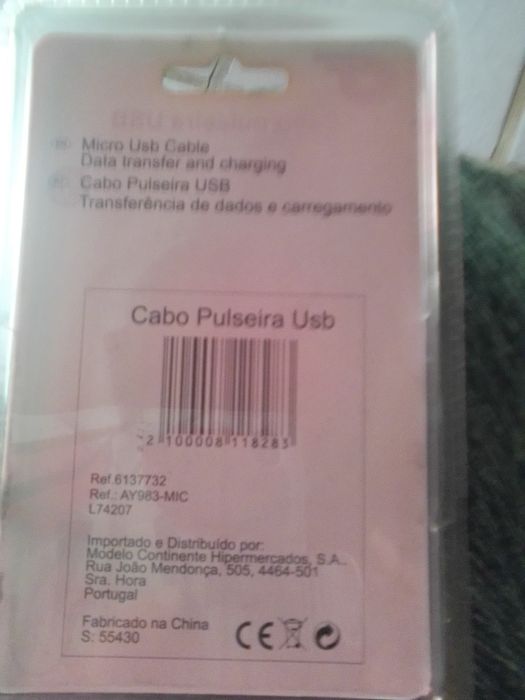 Cabo pulseira usb