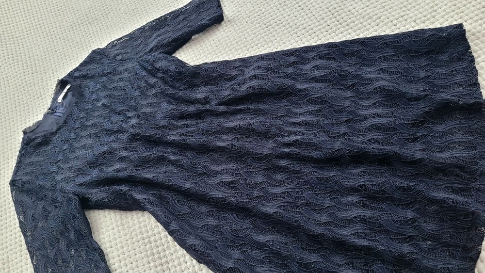 Nowa przepiękna sukienka koktajlowa trapezowa koronkowa impreza r. 38