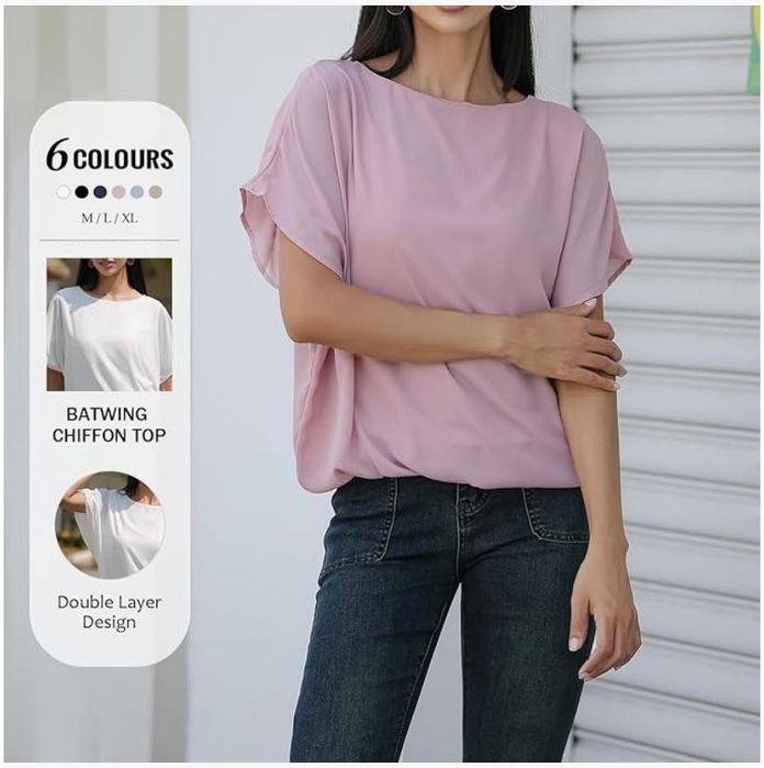 Bluzka damska typu nietoperz, szaro-błękitna, rozm. L, MGIZO