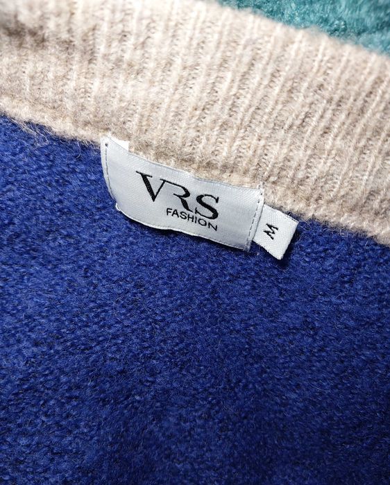 Świetny lekki, cienki, sweterek w patchworkowy wzór, kolorowy, wiosna