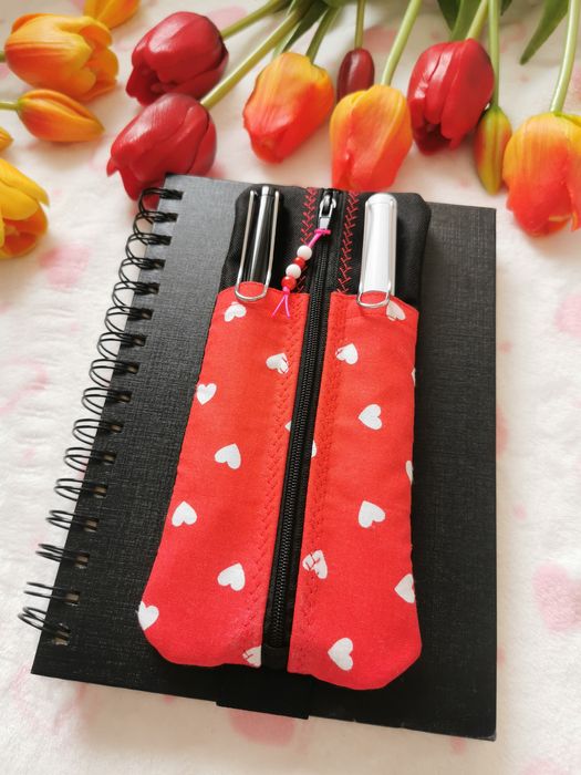 Piórnik na gumce na notatnik hand made