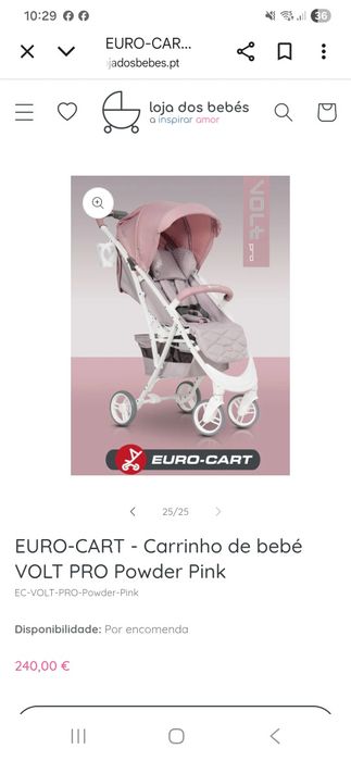Carrinho de bebé Rosa