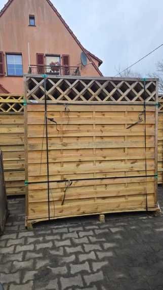 WYPRZEDAŻ! Płot drewniany 180x180 – solidny, z ozdobną kratką, impregnowany!