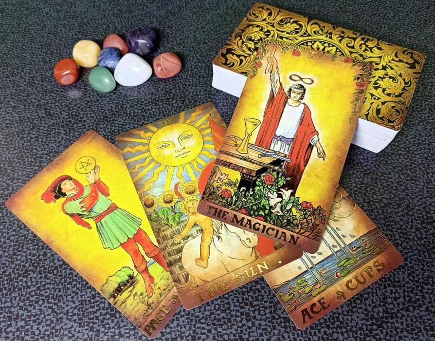 Пластик, Винтажное Таро Уэйта, Контурное золотое тиснение, Lux качеств