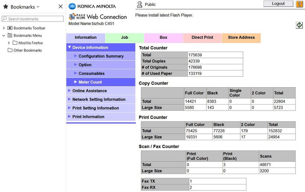 Konica Minolta C451 - przebieg 175k - idealna na części / regeneracji