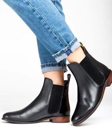 botki / sztyblety,,JOULES" Westbourne __Czarne skórzane__36