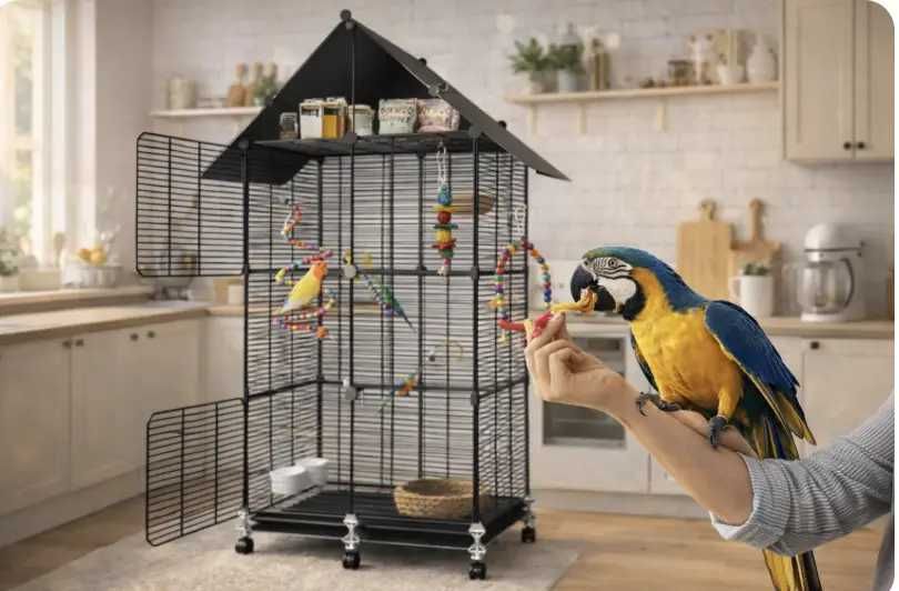 ПересувнаВисока велика клітка для папуг та інших птахів,з піддономм